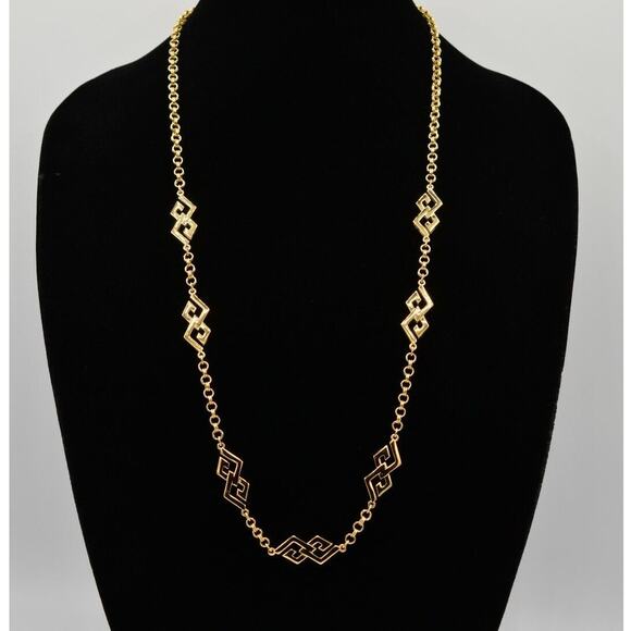 Givenchy Vintage Necklace Logo Linked GG Chain Gold Station 30" Signed NOS Bin2C - Picture 2 of 12